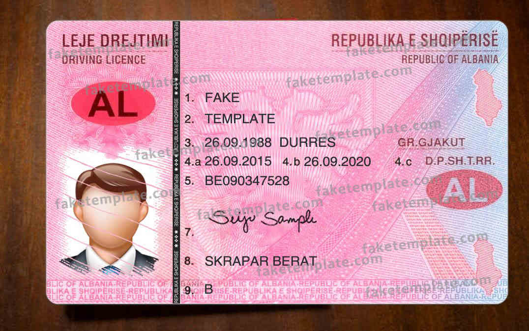 Albania Driver Licence Template