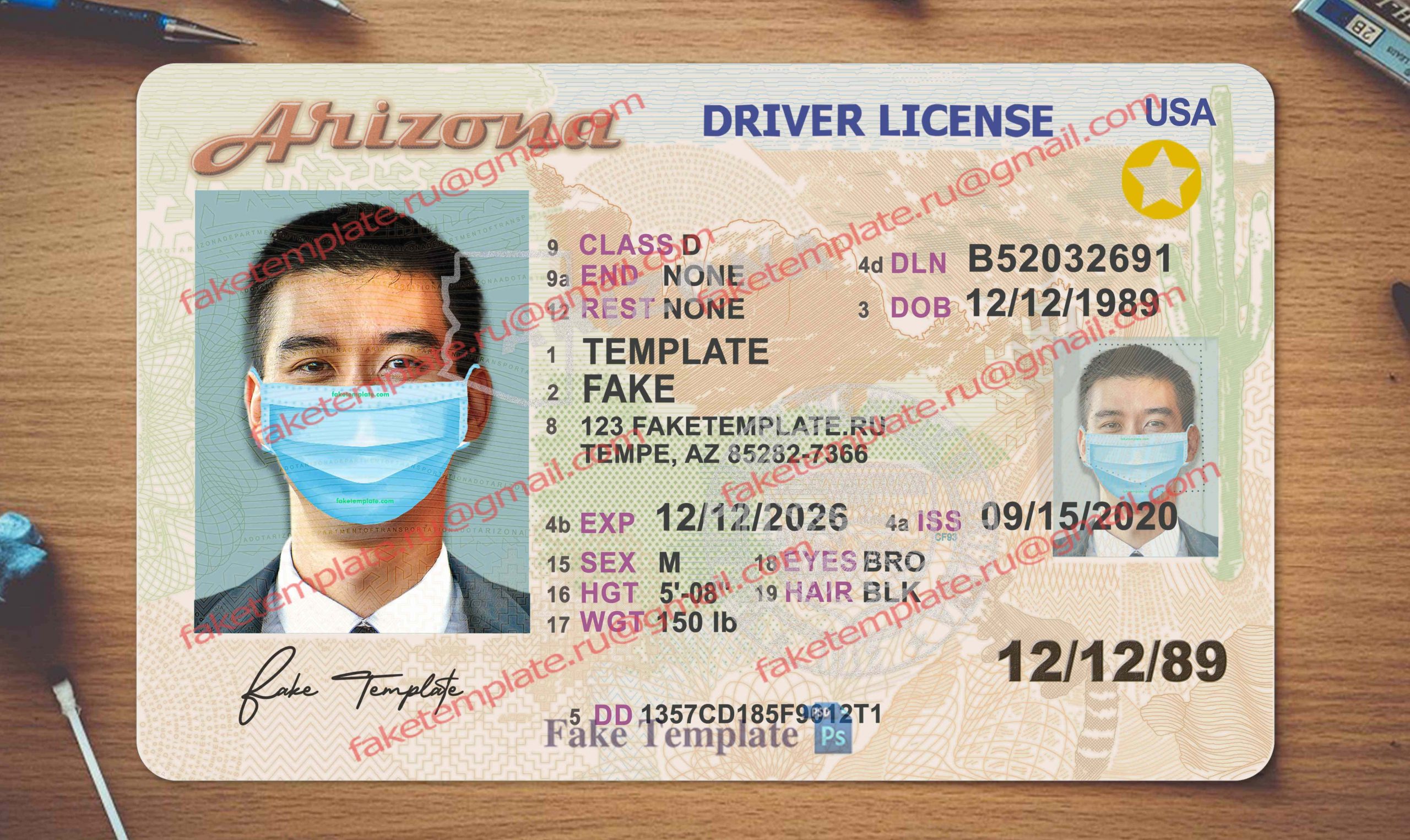 arizona driver license template