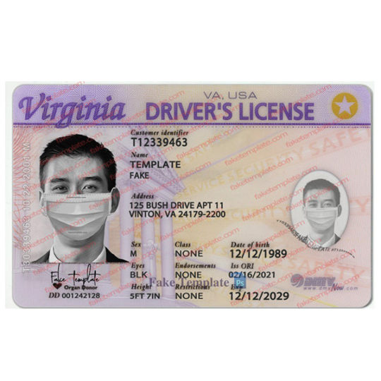 virginia driver license template