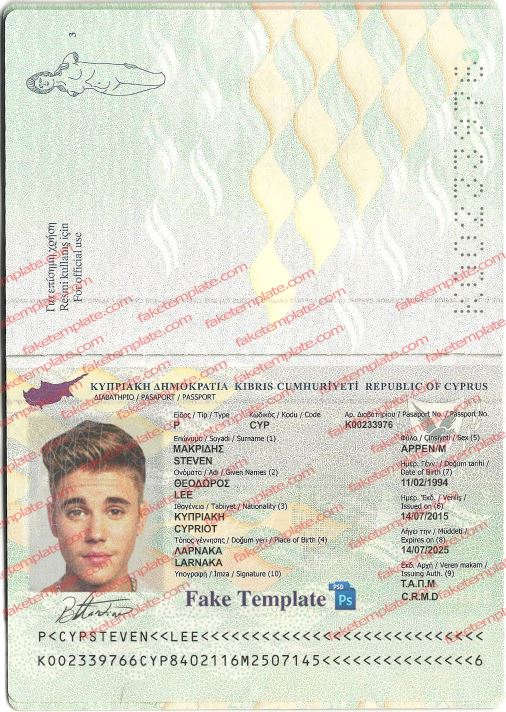 Cyprus Passport Template