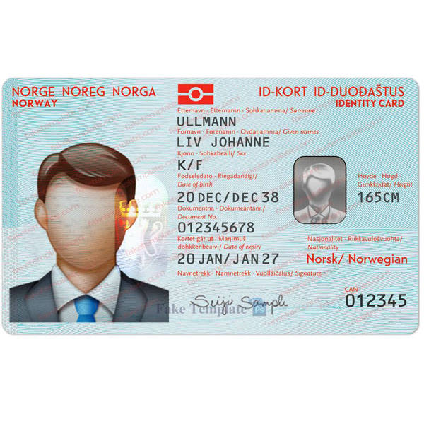Norway ID Card Template Psd