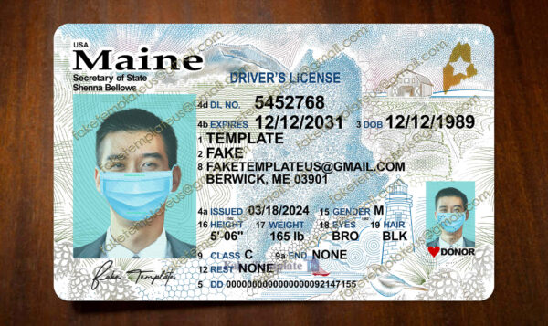 maine drivers license template