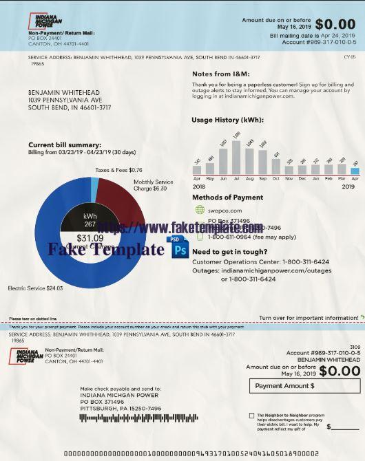 Michigan Utility Bill Psd Template : Michigan Proof of address Psd Template