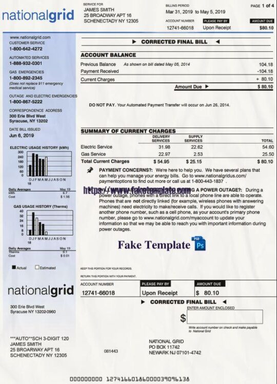 New York Utility Bill Psd Template : New York Proof of address Psd Template