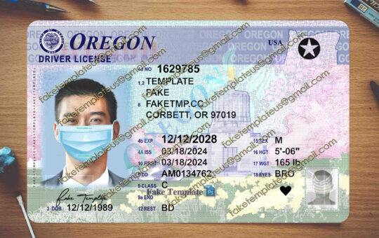 oregon drivers license template