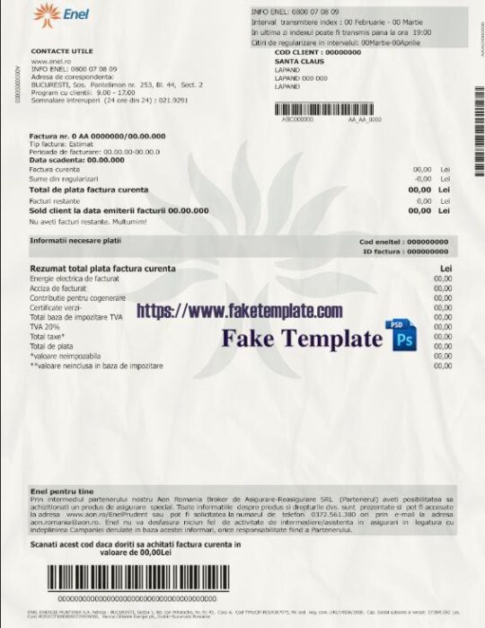 Romania Utility Bill Psd Template : Romania Proof of address Psd Template