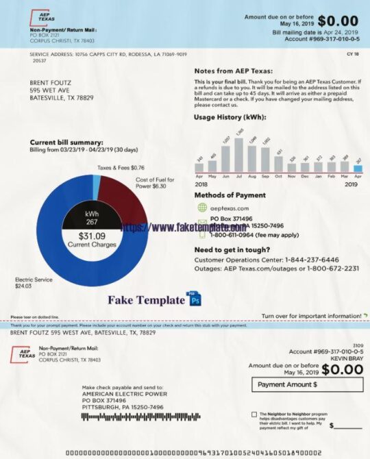 Texas Utility Bill Psd Template : Texas Proof of address Psd Template