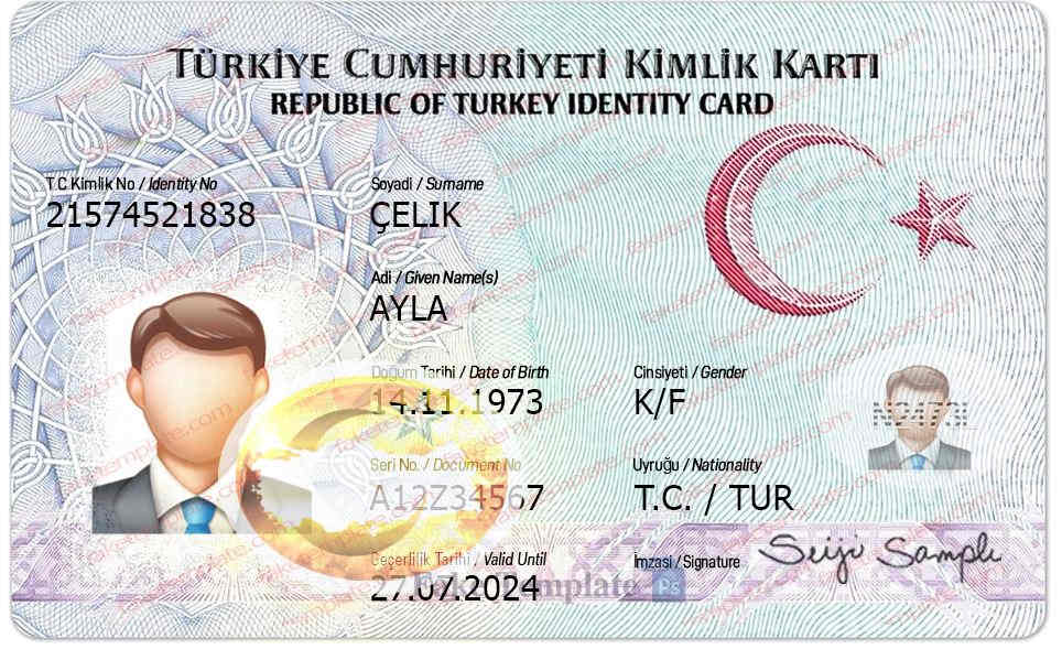 Turkey ID Card Template Turkey ID Card Template