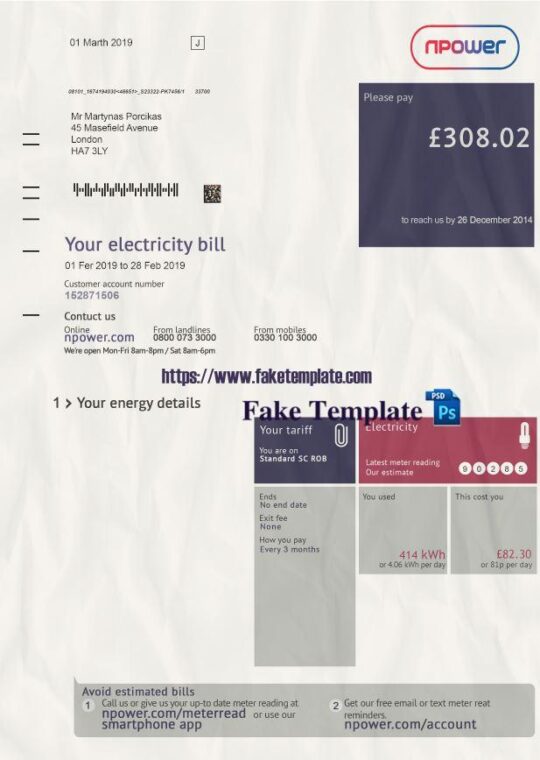 Uk Utility Bill Psd Template : British Gas Proof of address Psd Template V2