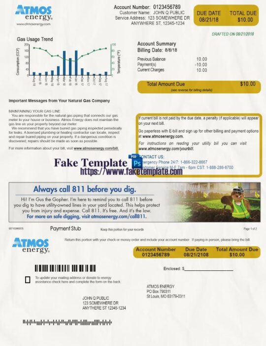 Virginia Utility Bill Psd Template : Virginia Utility Proof of address Psd Template