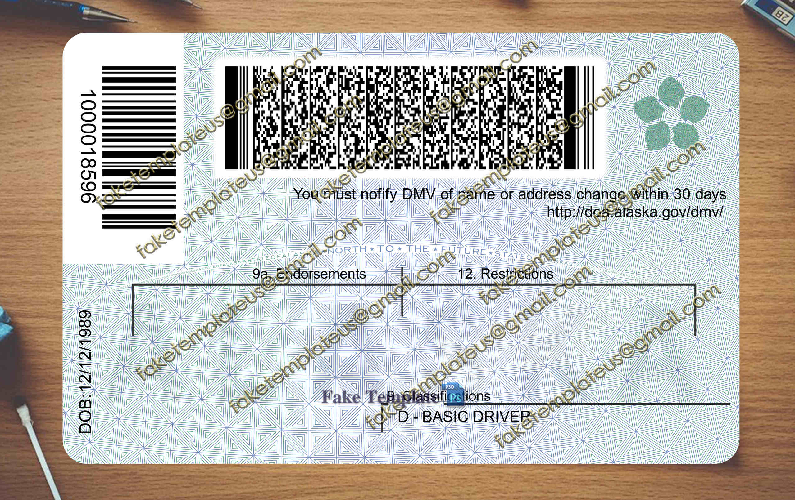 back of alaska drivers license