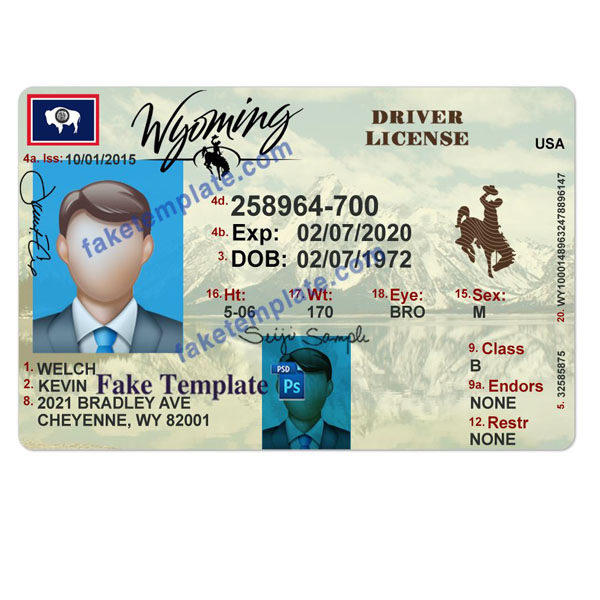 Wyoming Driver License Psd wyoming-driver-license-template-01