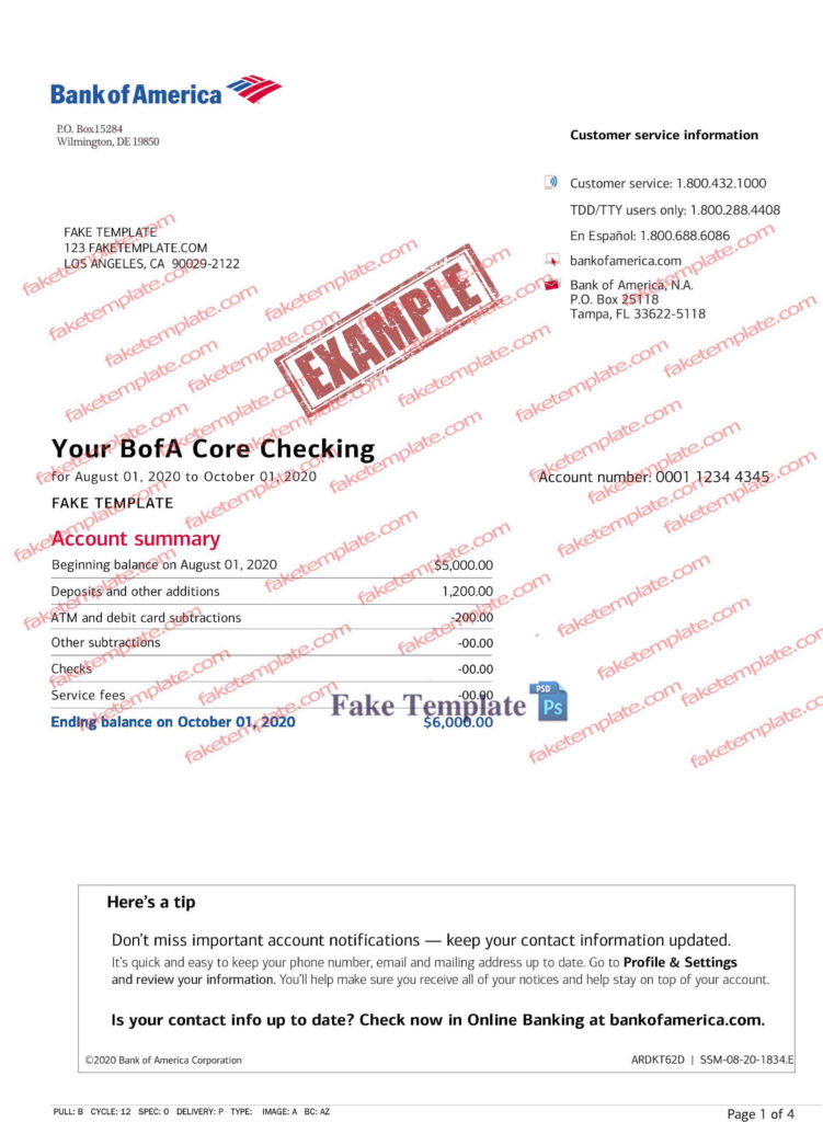 Bank Statement Template Custom