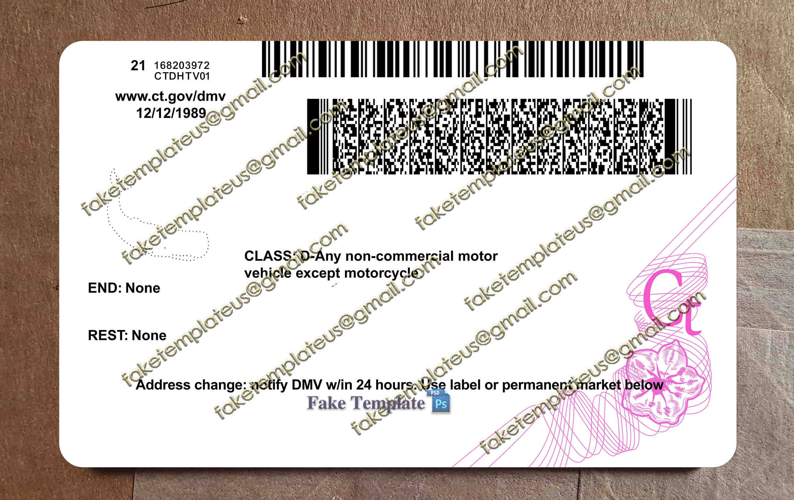 back of connecticut drivers license