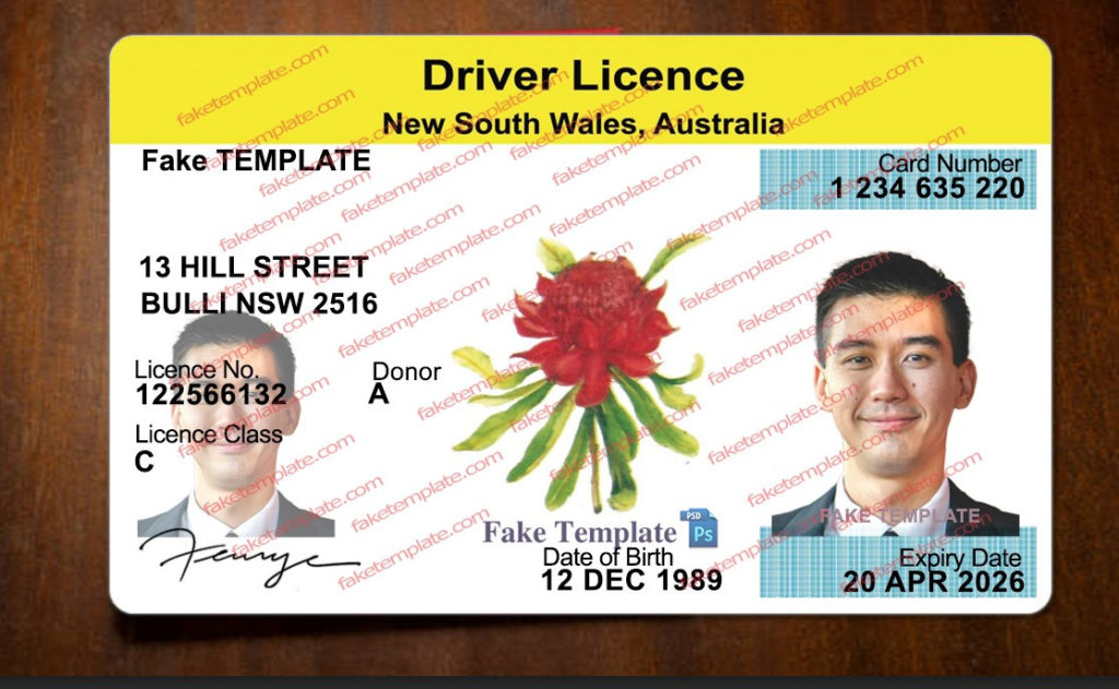 NSW Drivers License Template Australia Driver License Template