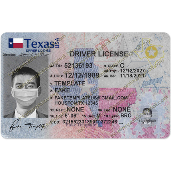 fake texas drivers license template