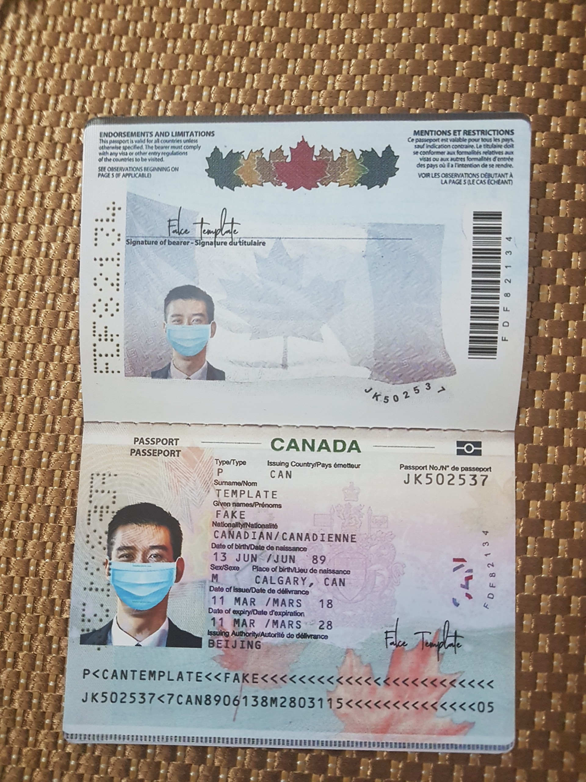 fake passport card