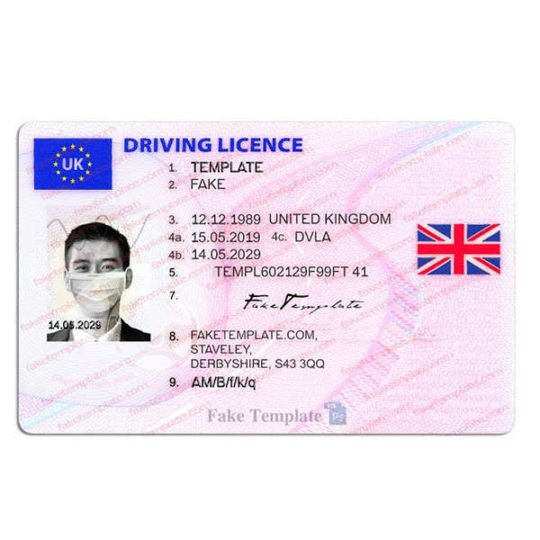 uk driving license psd template