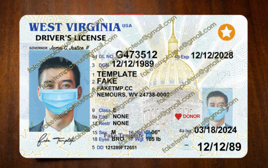 west virginia drivers license template