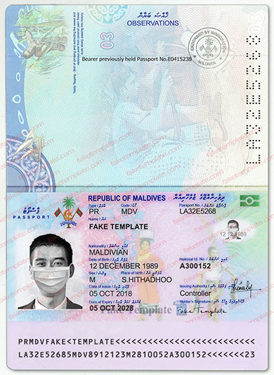 maldives passport psd