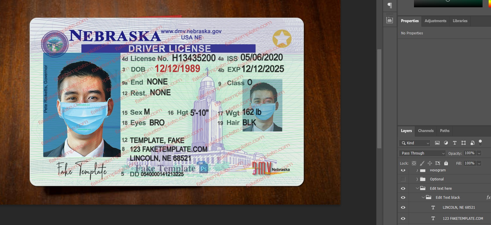 nebraska-driver-license-template-02 ne driver license template