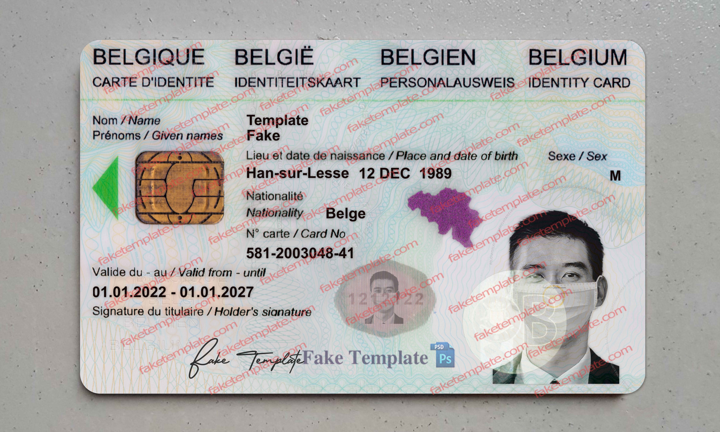 belgium id card template