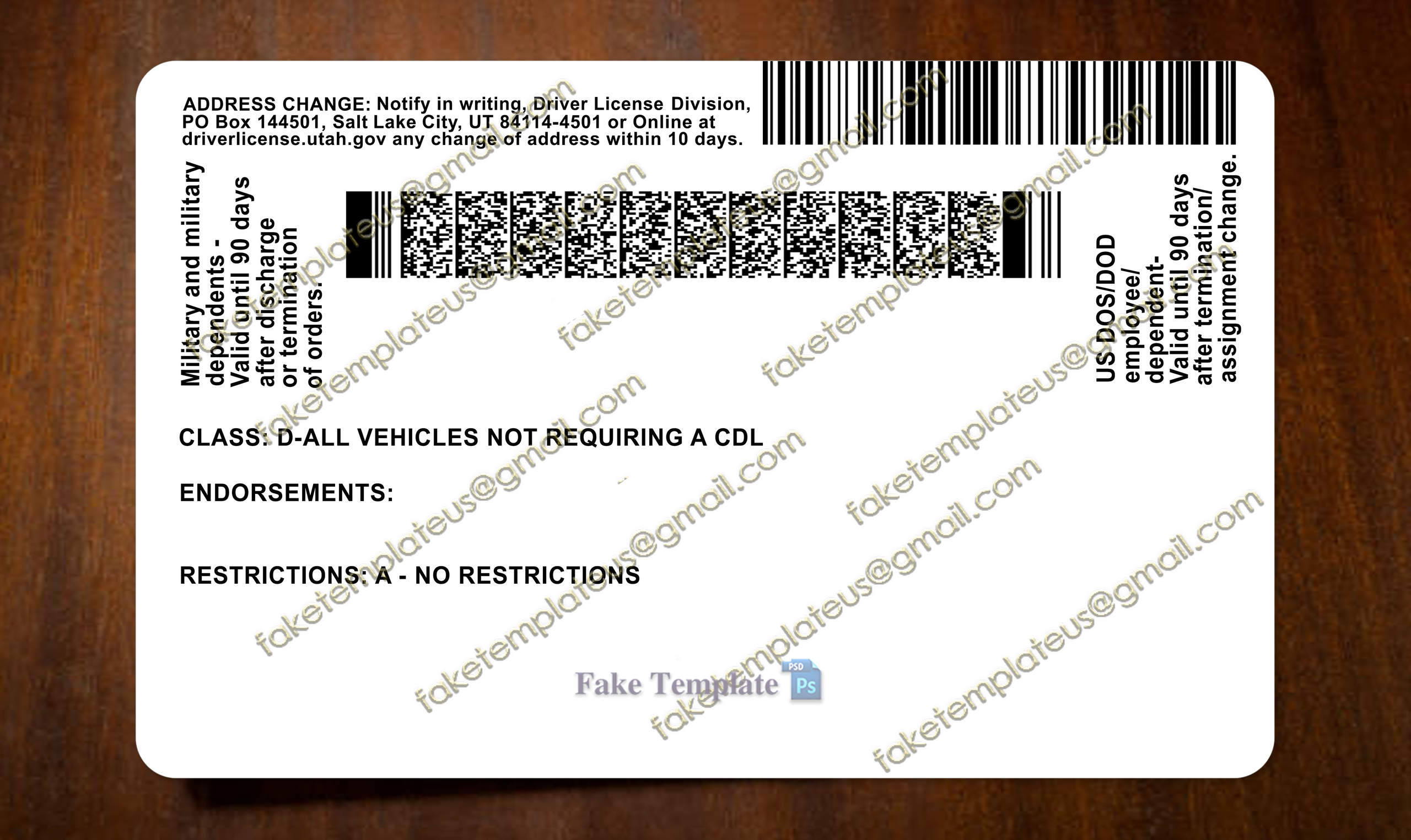 back of utah drivers license