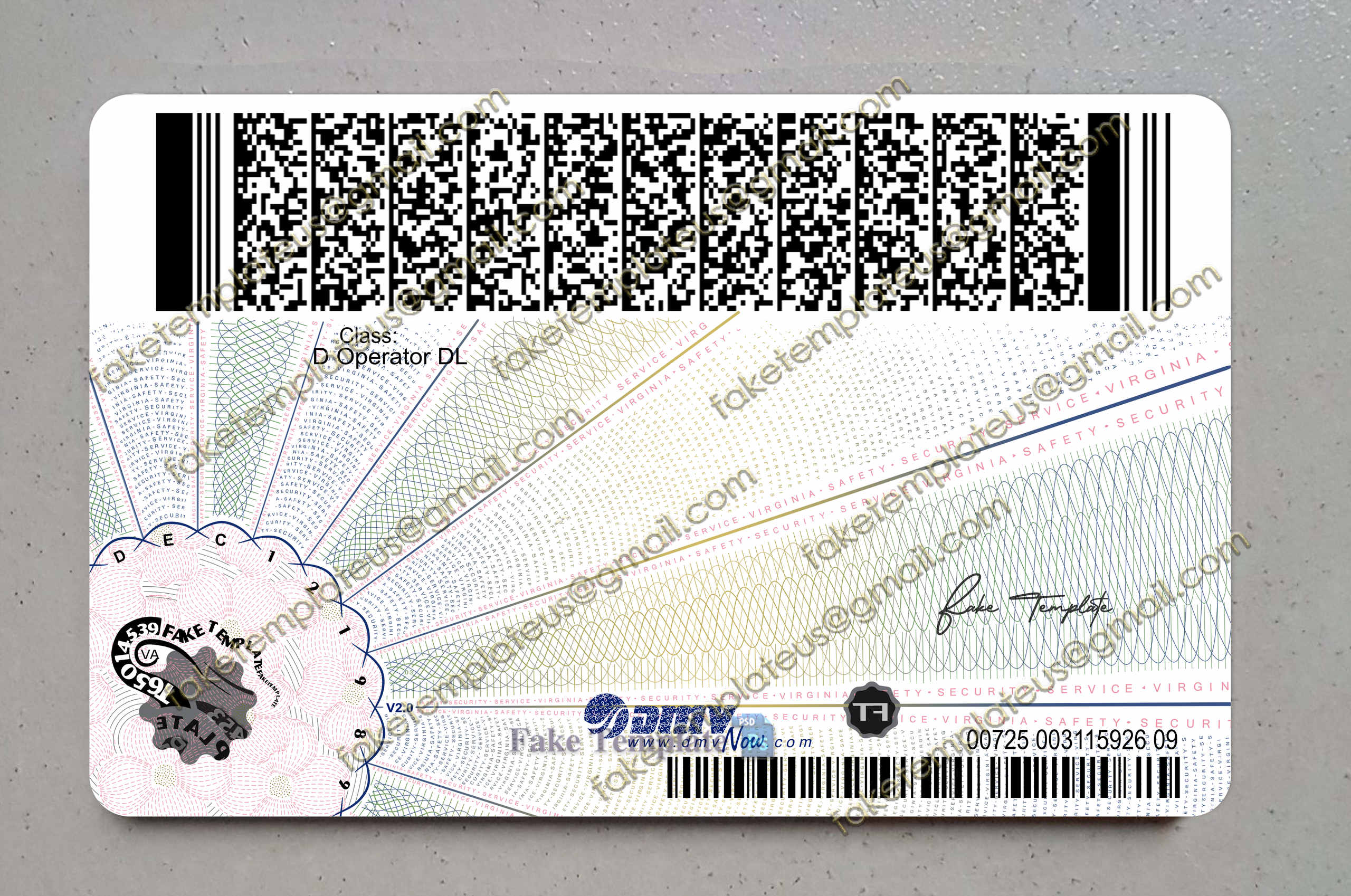 back of virginia drivers license