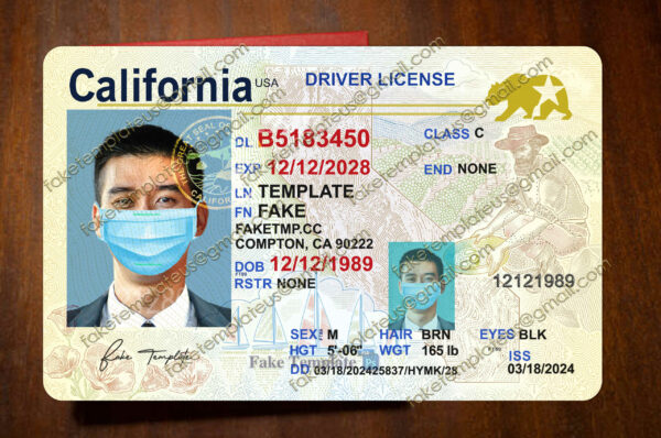 california drivers license template