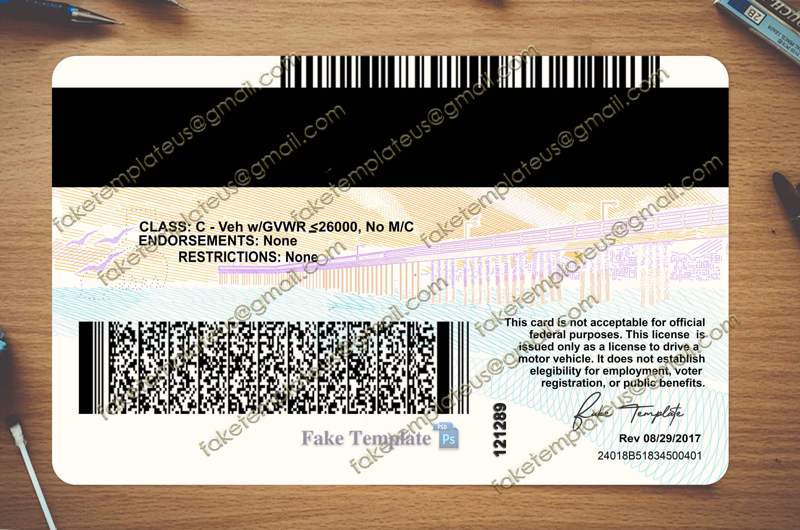 back of california drivers license