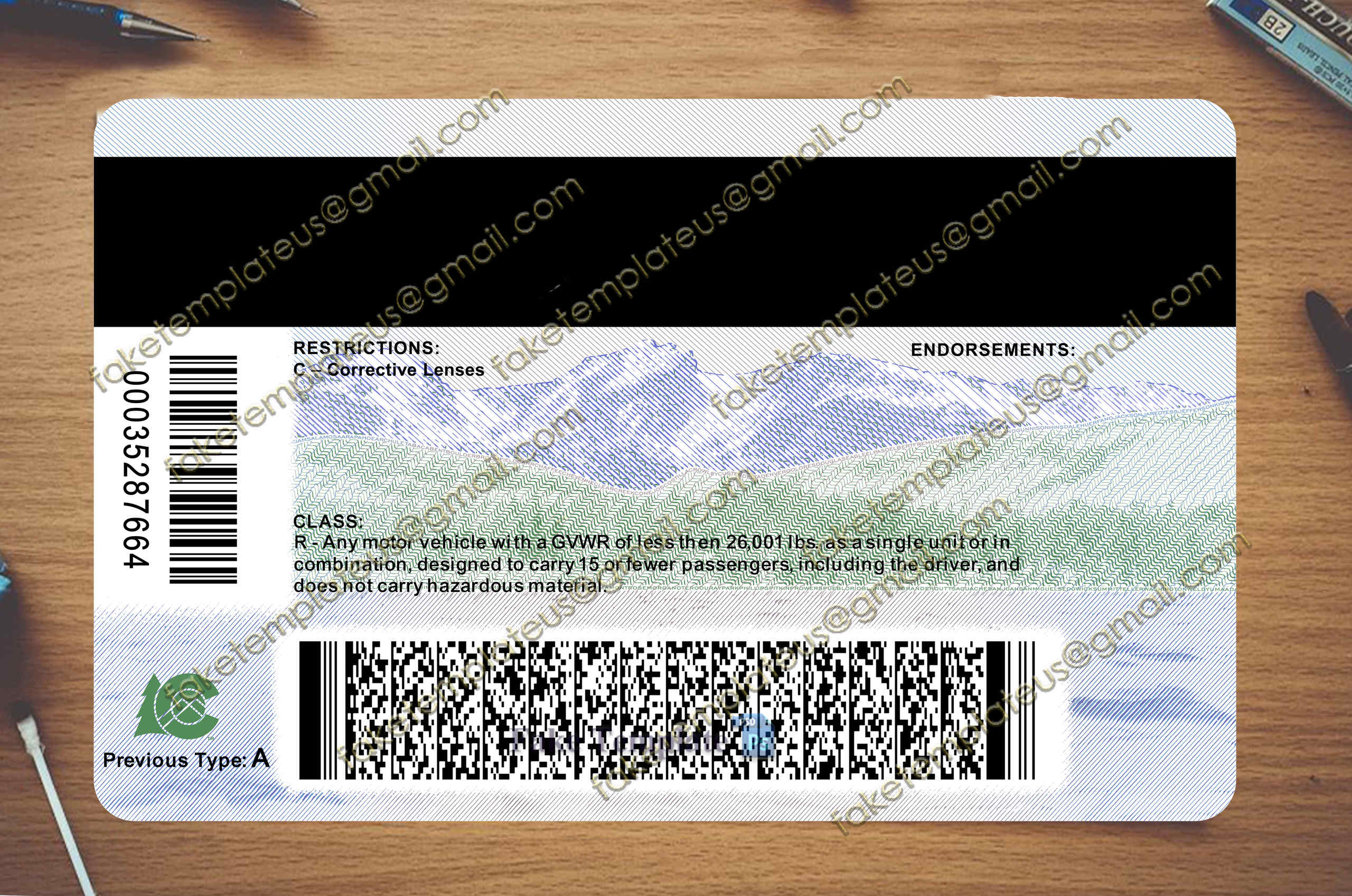back of colorado drivers license