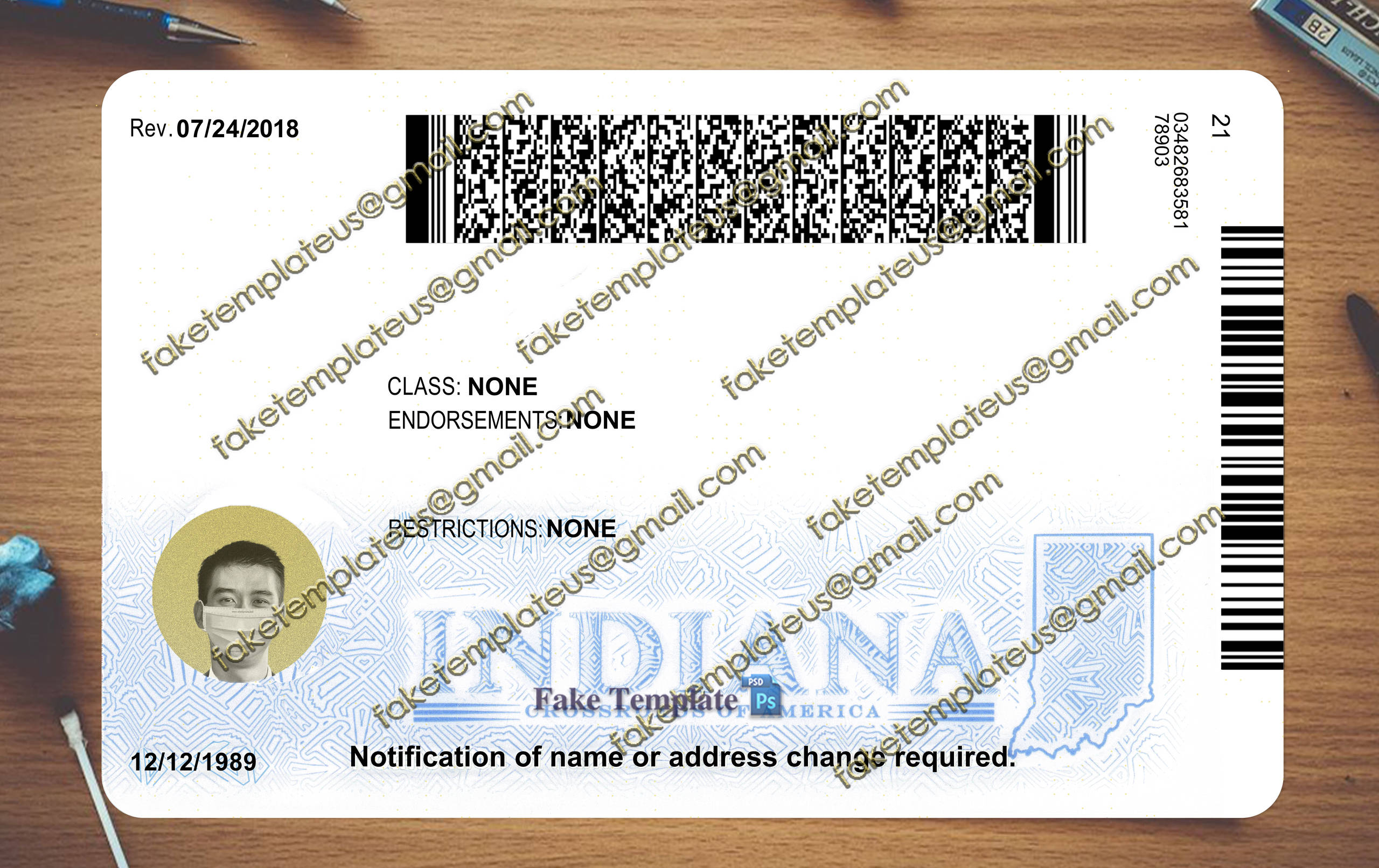back of indiana drivers license