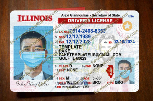 blank illinois drivers license template