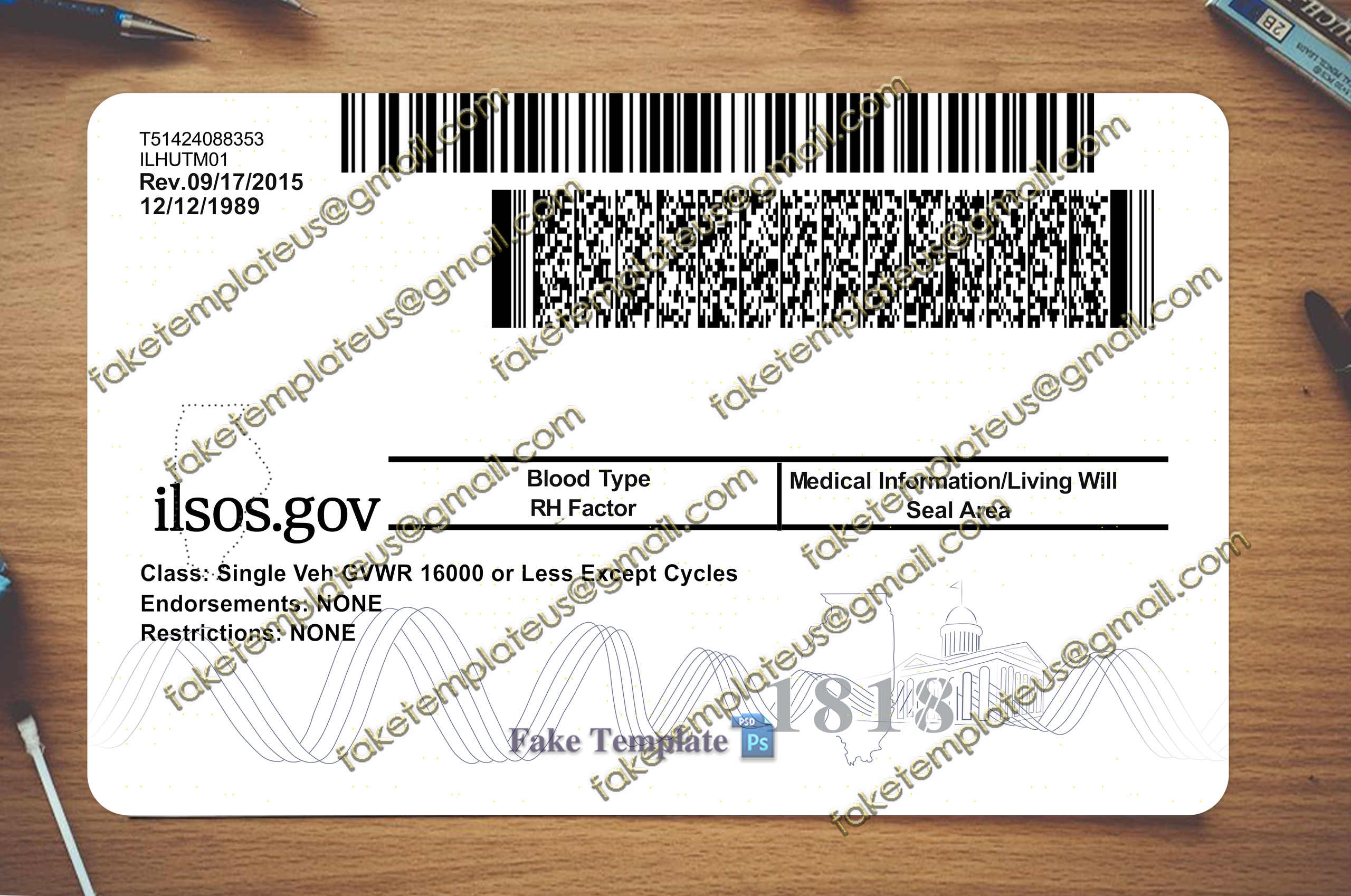 back of driver's license illinois