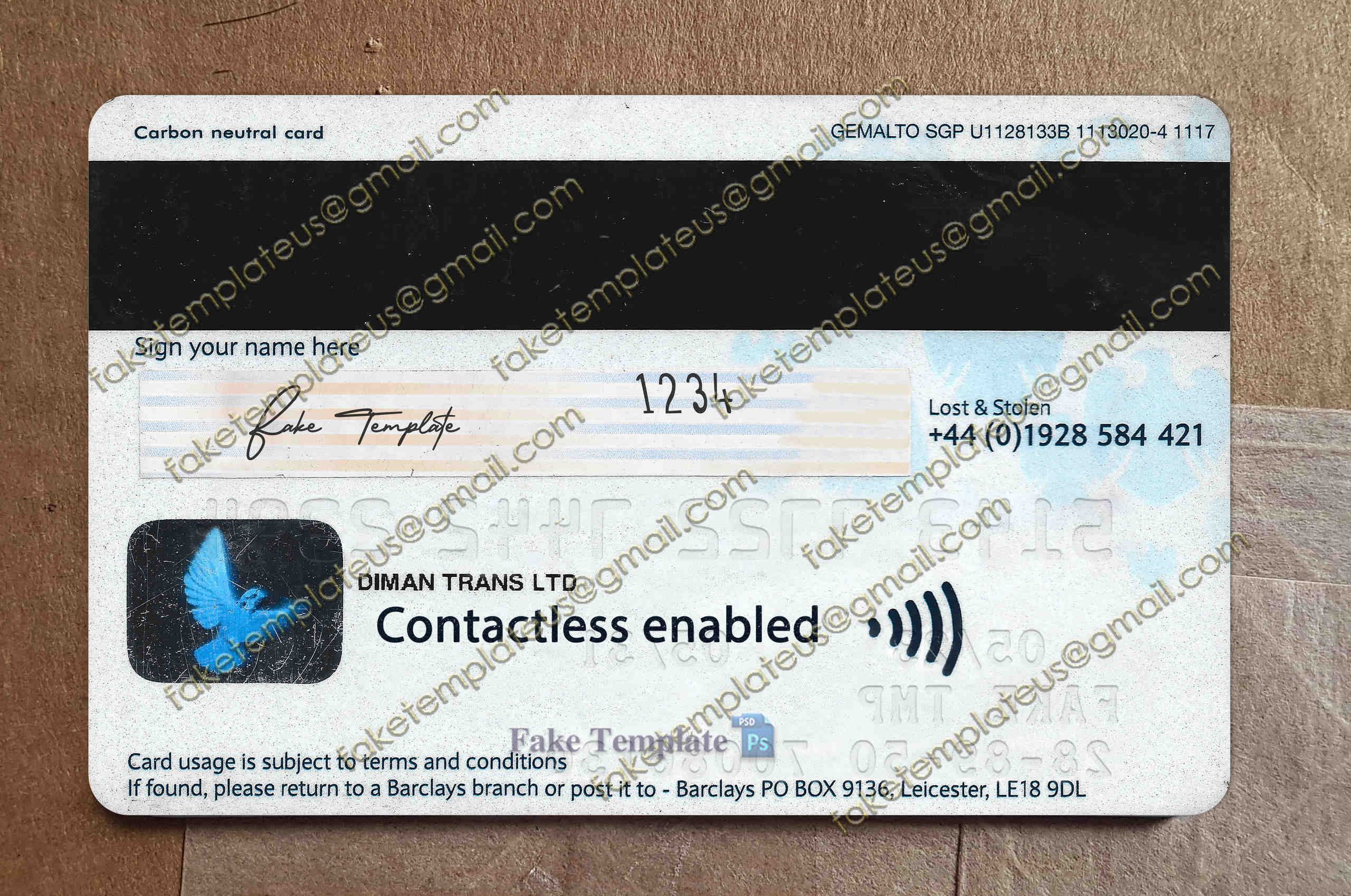 fake barclay visa debit card