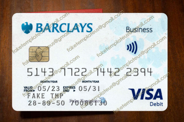 barclay visa debit card template