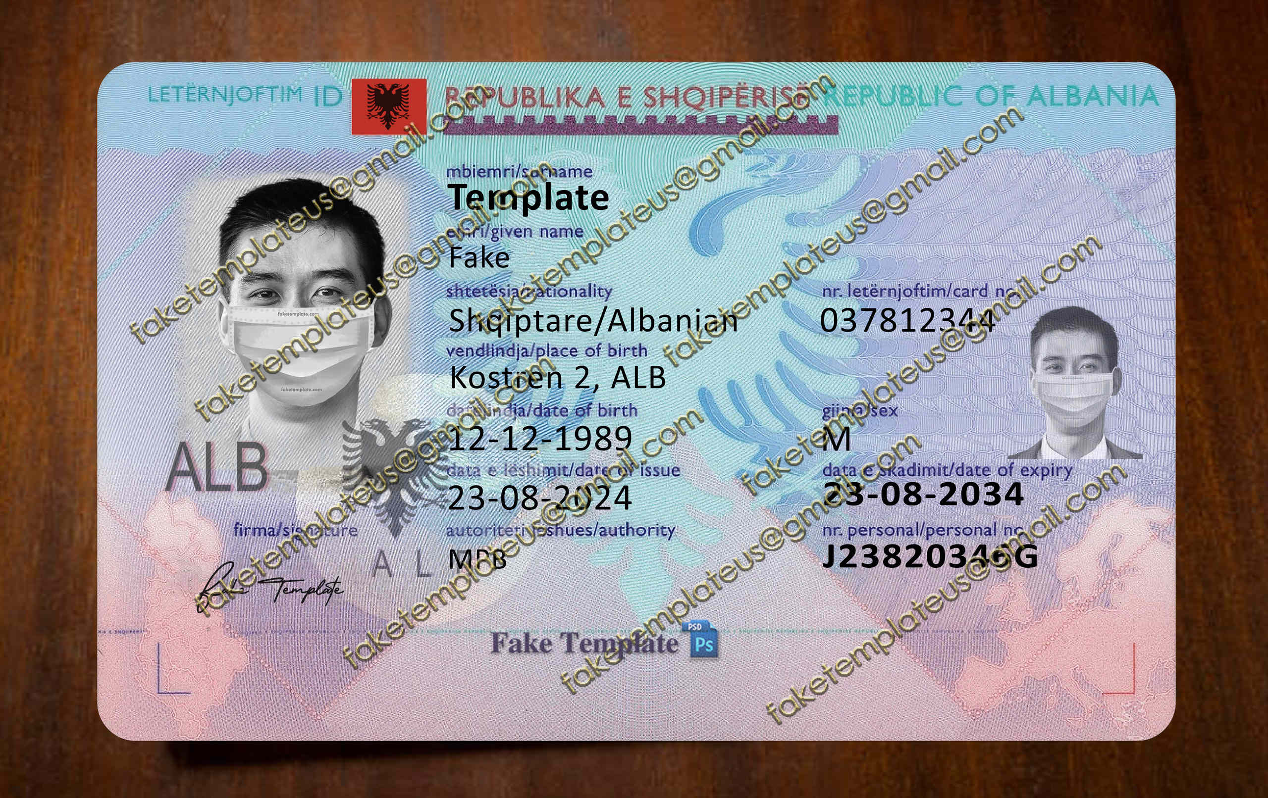 albania id card template albania id card template
