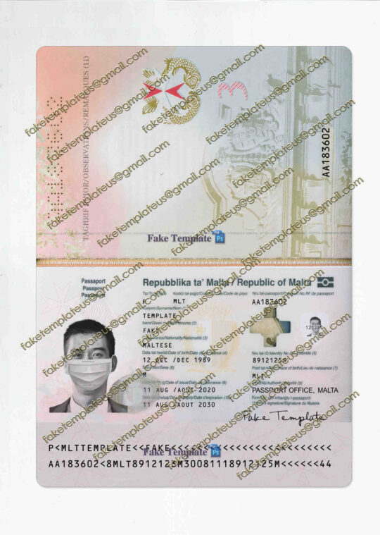 malta passport psd template