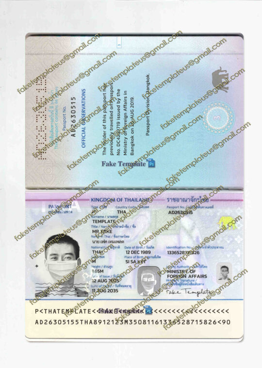 thailand passport psd template