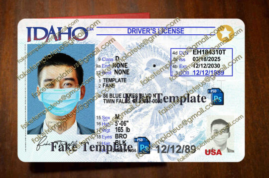 idaho drivers license template