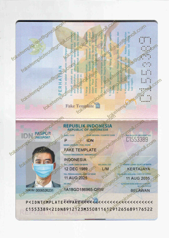 indonesia passport template psd