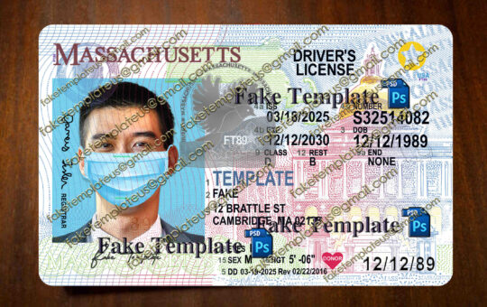 massachusetts driver license template